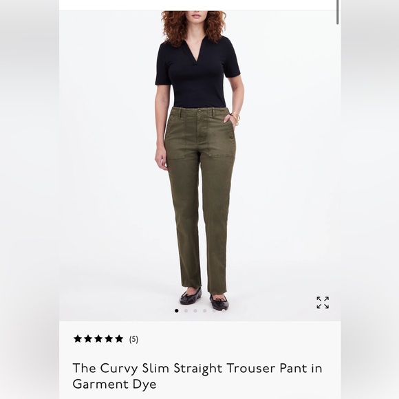 Madewell The Curvy Slim Straight Trouser Pant in Garment Dye - Size 32 - Picture 7 of 7